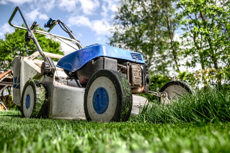 Lawn mower on maintained grass